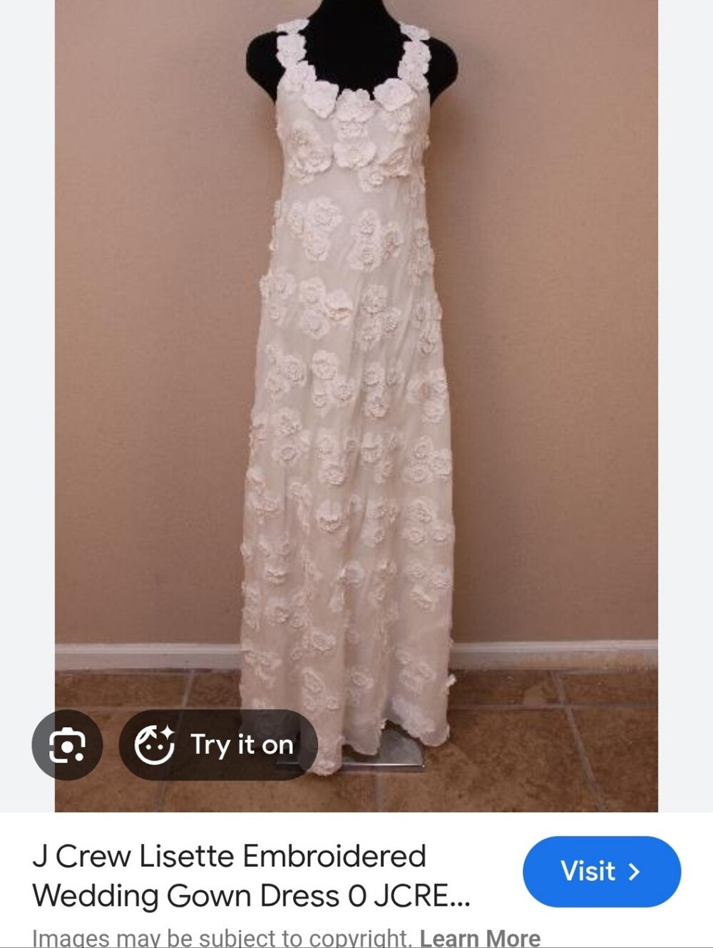 J Crew Lisette Ivory Floral Appliqué Slip Dress Size 2 Silk Lined Cotton Top
